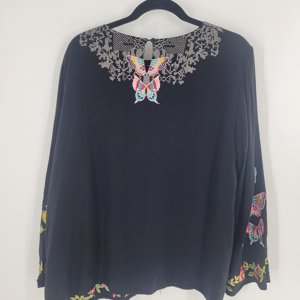 Women Mexican‎ Embroidered Tops Black Boho Size XXL - Picture 5 of 7
